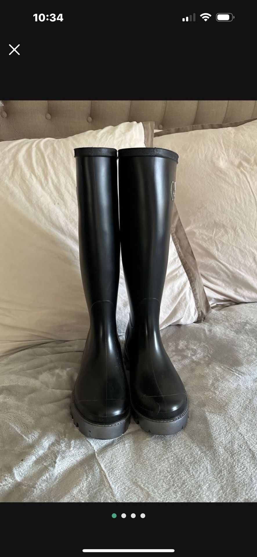New Women’s Calvin Klein Tall Black Rubber Rain Boots
