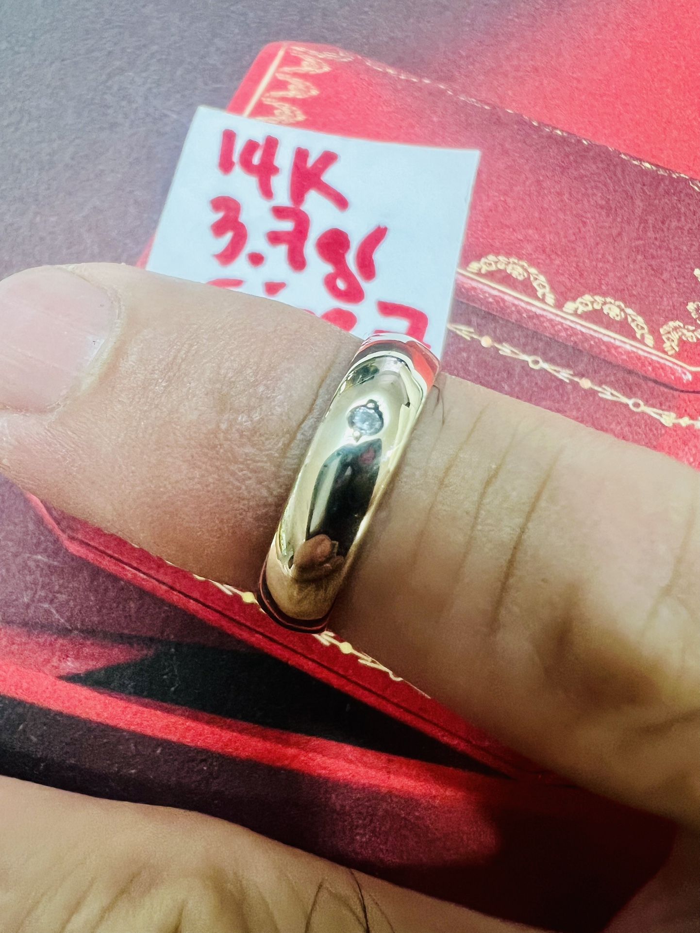 14K Solid White Gold Wedding Band 3.7Gr Size 7