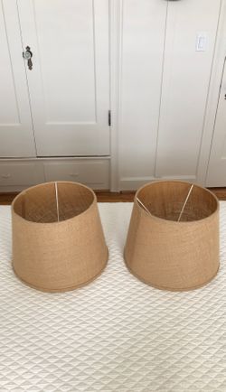 Two Burlap Lamp Shades