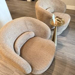 Boucle Swivel Accent Chairs (2)