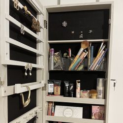 Mirror Jewelry Armoire/vanity Over The Door/wall Mounted