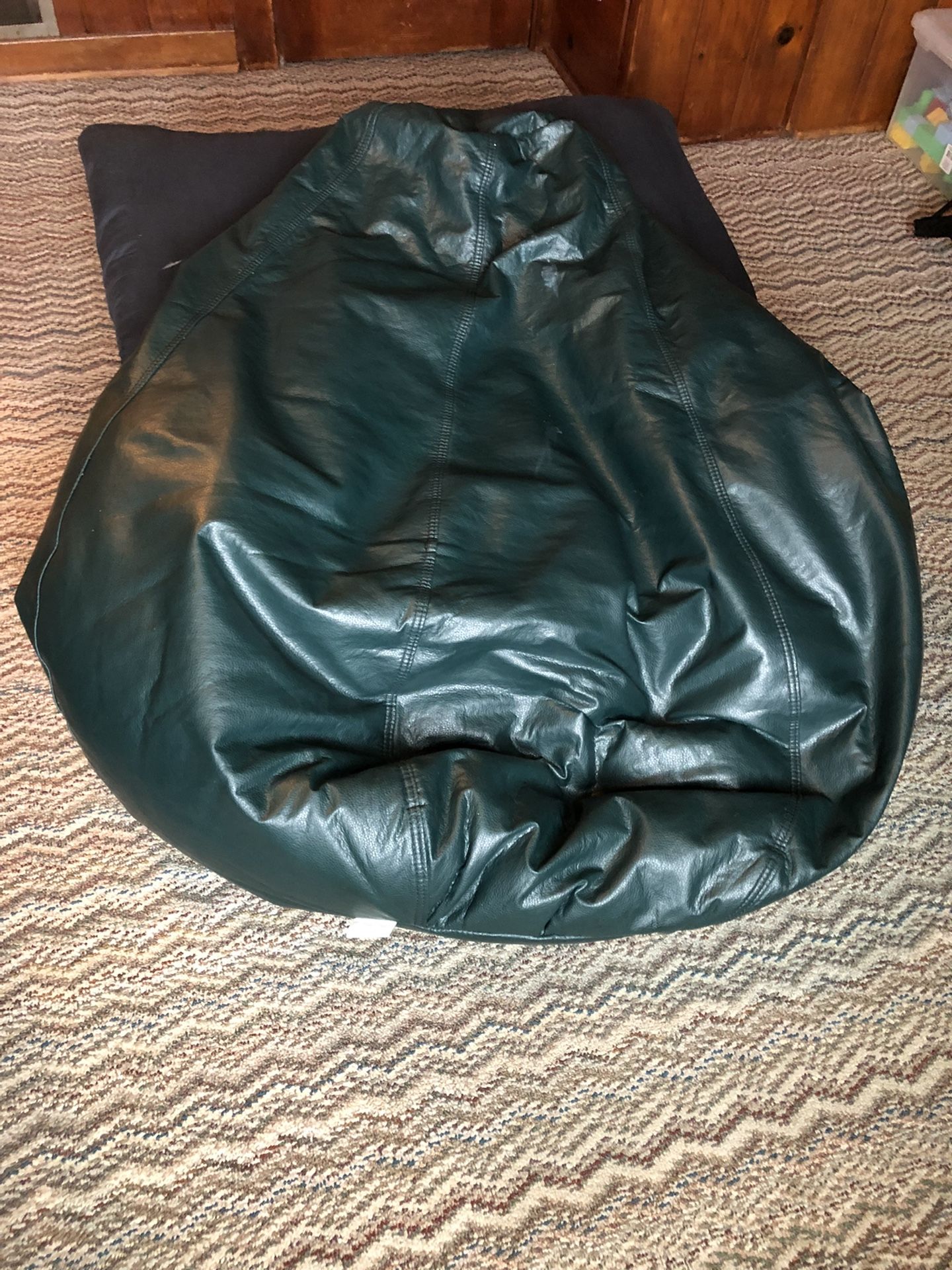 Leather Bean Bag Chair, Dark Green