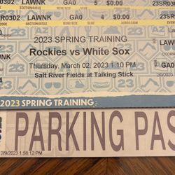 PRICE REDUCED! Spring Training Tickets! Rockies v. White Sox, Thursday, March 2, Salt River Fields