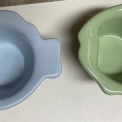 Pfaltzgraff Fish Shaped Condiment Bowls - Ceramic - 1 Green & 1 Blue