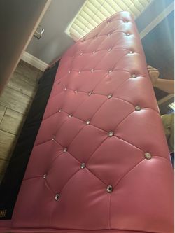 Glam Pink Rhinestone Full Size Bed Frame – No Mattress