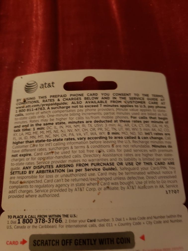 AT&T 60 MIN. PRE-PAID PHONE CARD N RELOADED N REUSABLE 2!!!!!!!!!!!!!!!!!