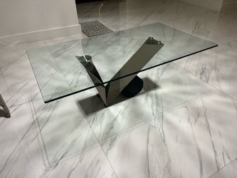 Modern Glass Top Coffee Table Chrome Base