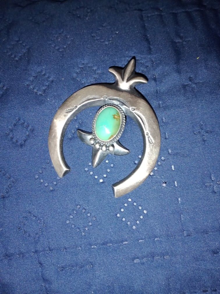 Sterling Silver Sonoran Gold Turquoise Sandcast Naja Pendant 