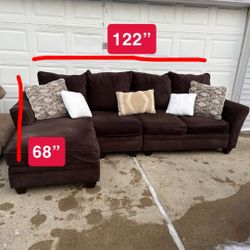 ( Free Delivery ) Brown Sectional Couch