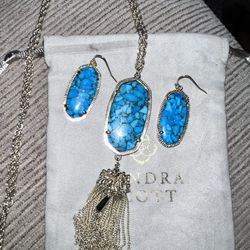 Beautiful turquoise and gold Kendra Scott earrings and necklace $95