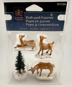 Carole Towne Dad and Fawns Deer Family 4 Piece Village Set Lemax 92299L New