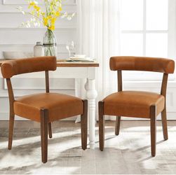 Faux Leather Dining Chairs Set of 2 Upholstered Kitchen & Dining Room Wooden Chairs Mid Century Modern Dining Chairs Low Back, Brown brand new in box 