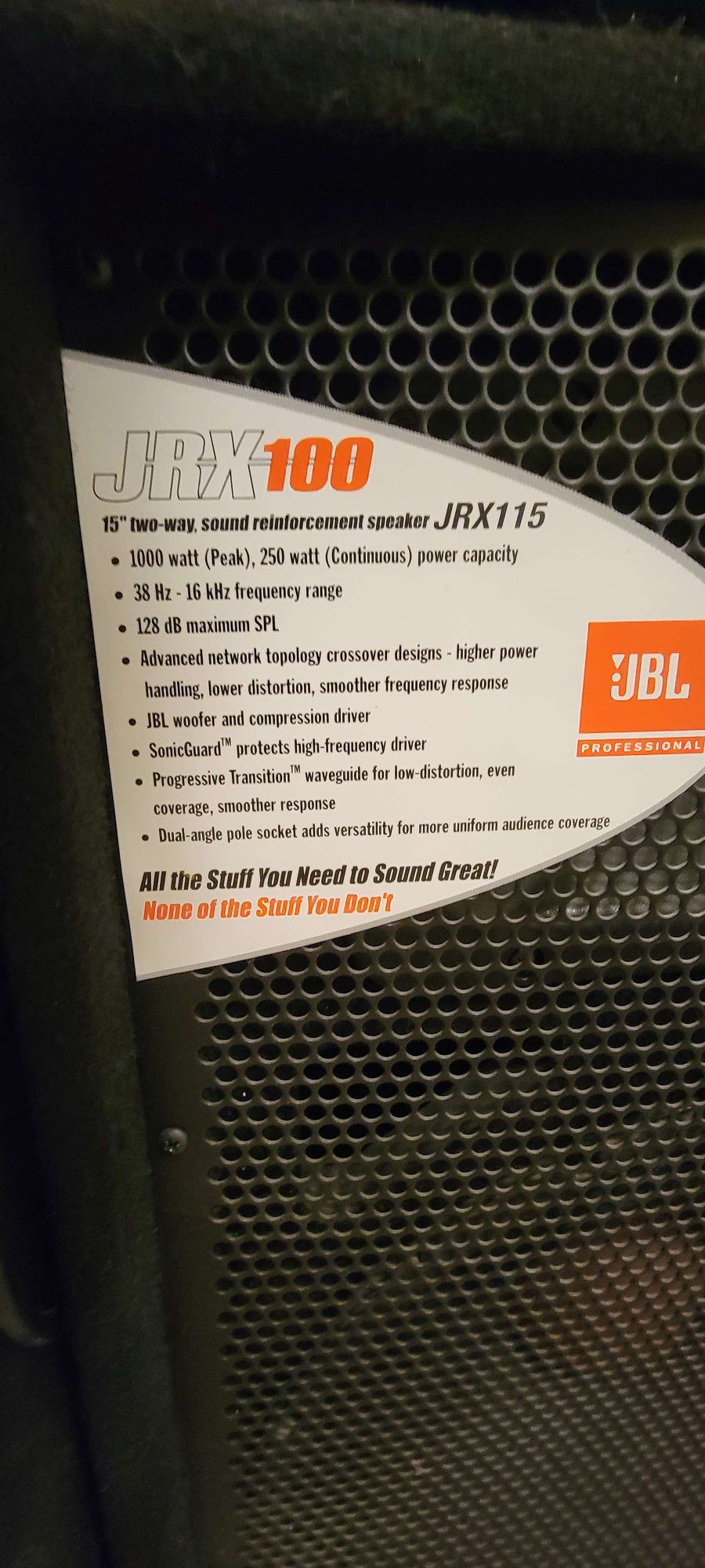 2 JBL JRX115 2-way Passive Speakers