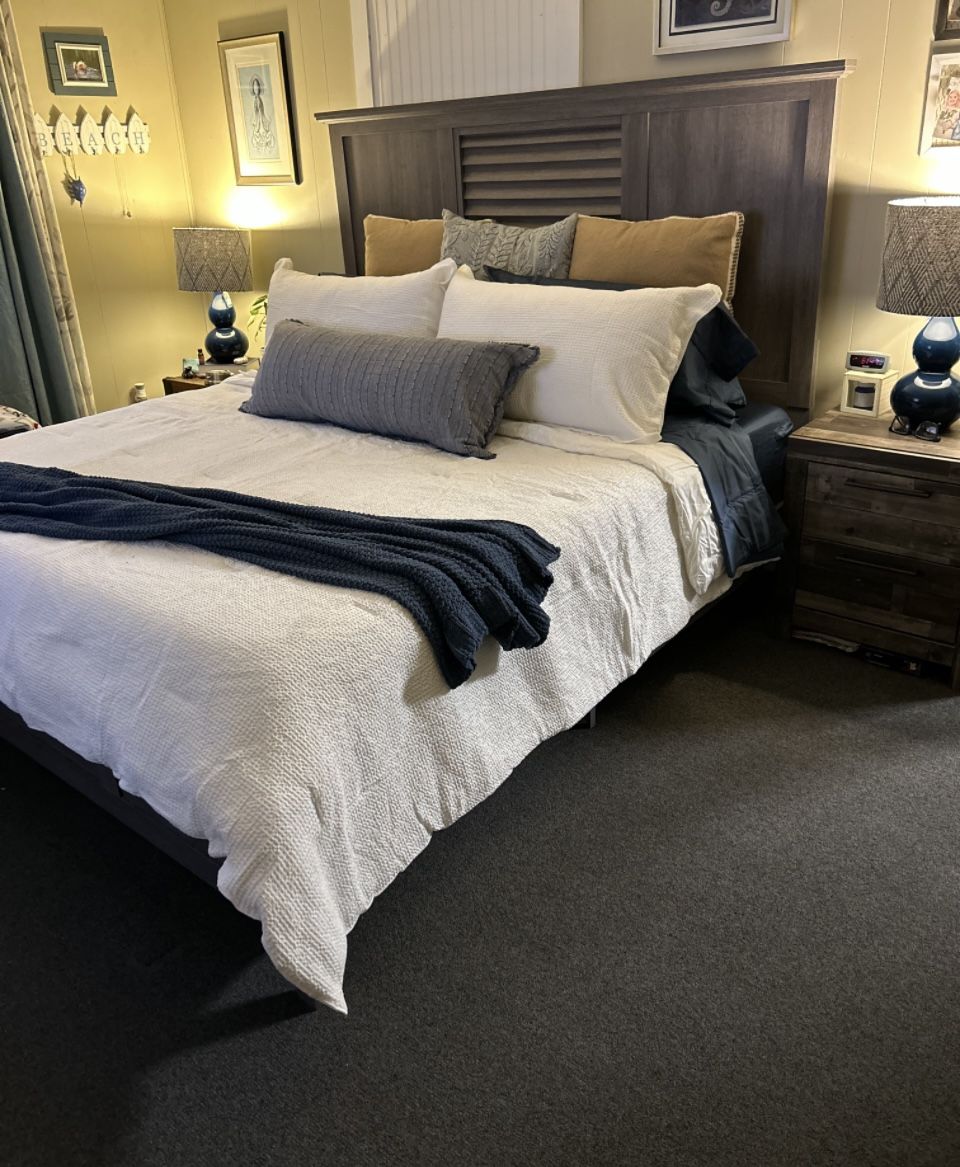 King size Bed with New Sealy Posturpedic Mattress