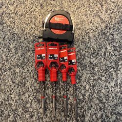 Hilti Hammer Drill Bits And Milwaukee Tape 