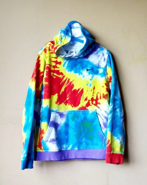 Nike Tie Dye long sleeve Hoodie Sweatshirt Top Sweater Youth Kids Children's Size m medium pockets