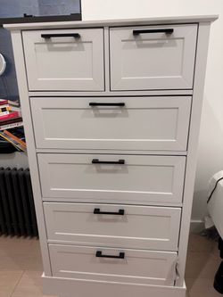 White 6-Drawer Tall Dresser