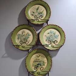 Vintage Shibata Toyo Hand Painted Floral Decorative Plates 10" w/Gold Rim