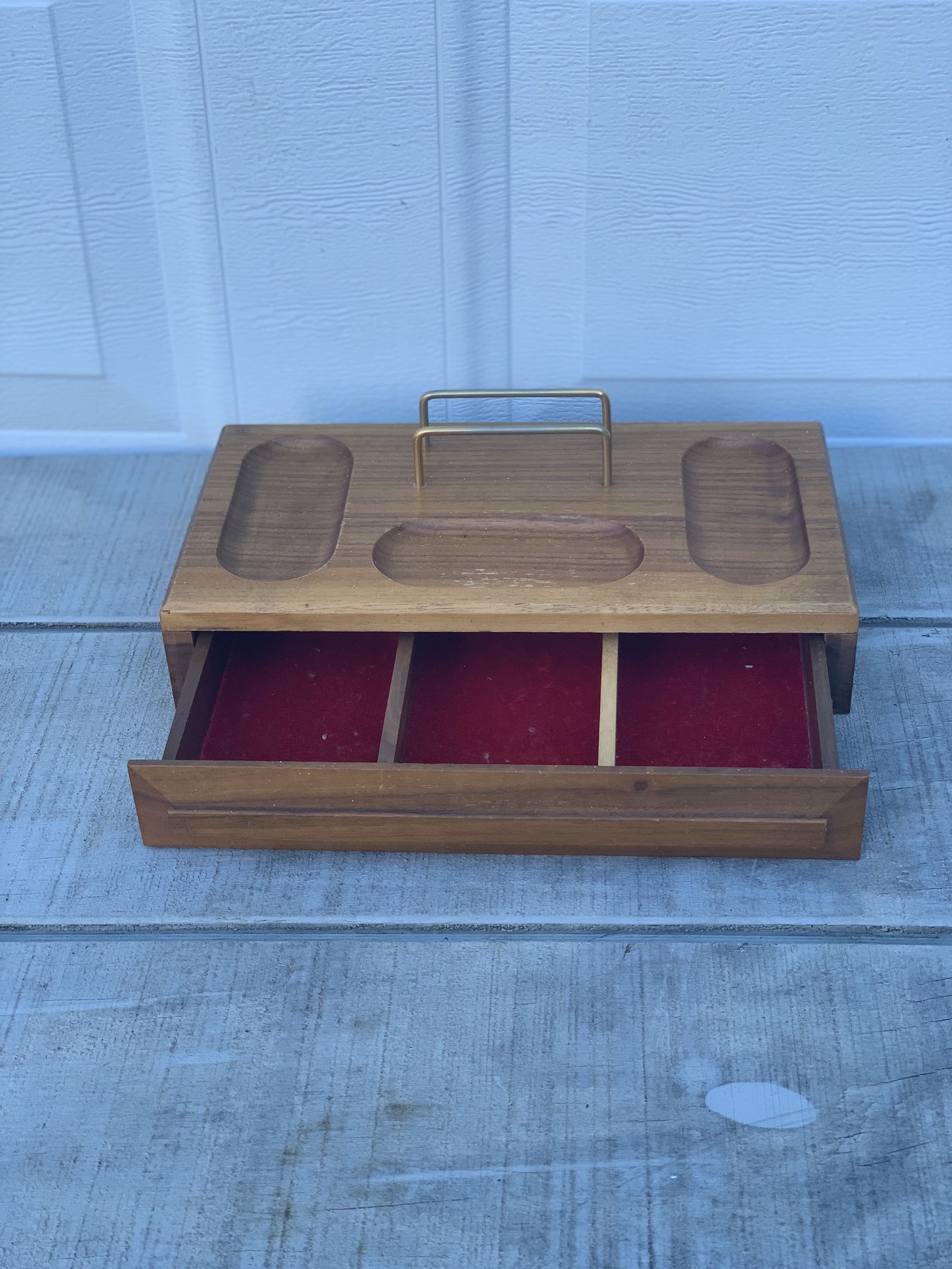 Vintage MCM Mission Wood Phone Nightstand Entryway Box Tray Decor California