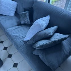 Two Synthetic Sued Gray Couches 