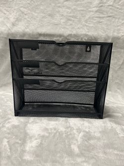 Black 3 Pockets Mesh Wall File Hanging Folder Holder Organizer Bottom Flat Tray
