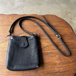 Genuine Leather Black Crossbody Bag - Made In Italy - Bought In Paris 