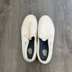 White Slip On Vans With Checkered Bottom 