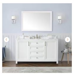 Home Decorators Collection Sandon 46 in. W x 30 in. H Rectangular Framed Wall Mount Bathroom Vanity Mirror in White