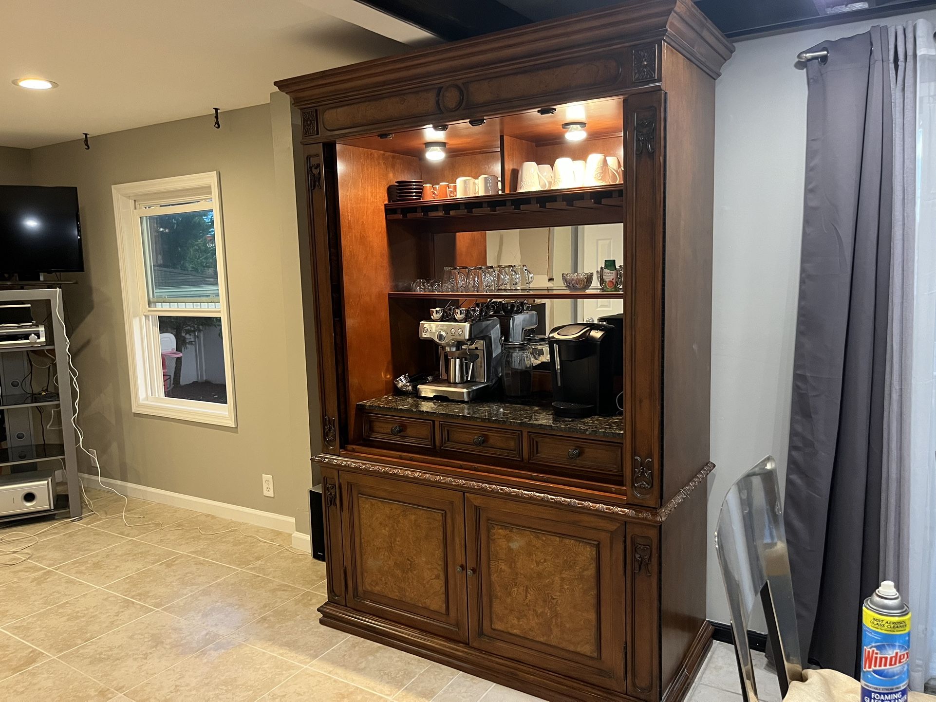 Beautiful Mid Century Dry Bar Solid Wood For Sale
