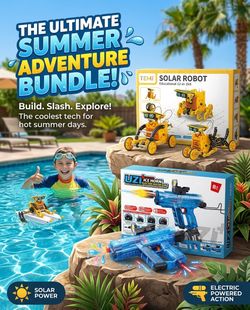 Summer Fun Bundle: 12-in-1 Solar Robot & Electric Water Gun