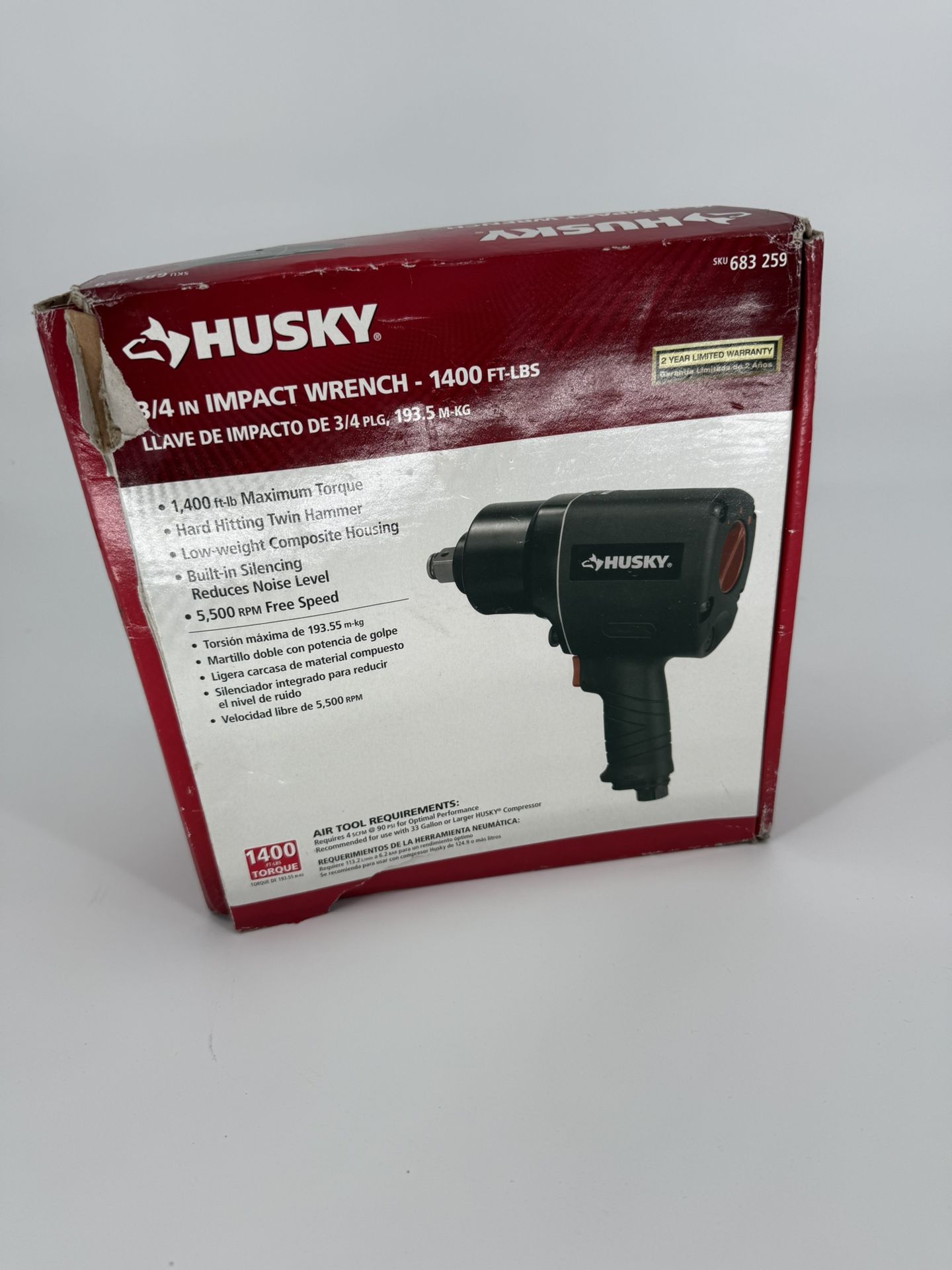 NEW Husky 3/4 In. Impact Wrench 1400 Ft.-lbs Model # H4490 UPC# (contact info removed)61