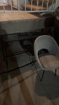 Curbside Pickup Glass Top Desk and Upholstered Chair Set