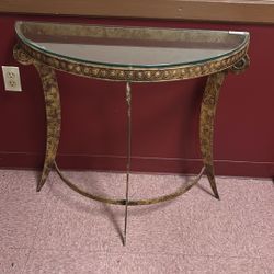 Solid Metal And Glass Entry Table