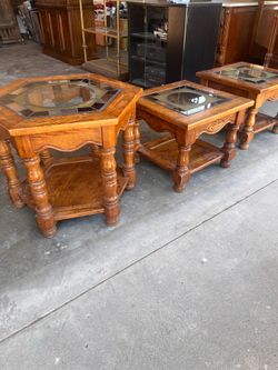 Leaded glass tables