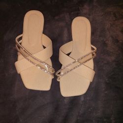 Nude Rhinestone Flats 