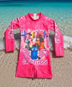Girls K-pop Demon Hunters Huntrix Swimsuit Bathing Suit Swimwear comes in Sizes S M L