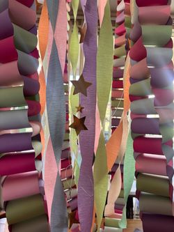 Chunky colorful cardstock Paper chain and gold stars