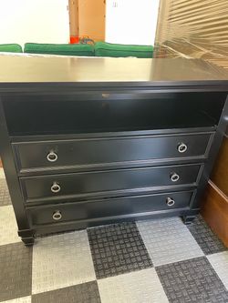 Black 3-Drawer Dresser with Open Shelf
