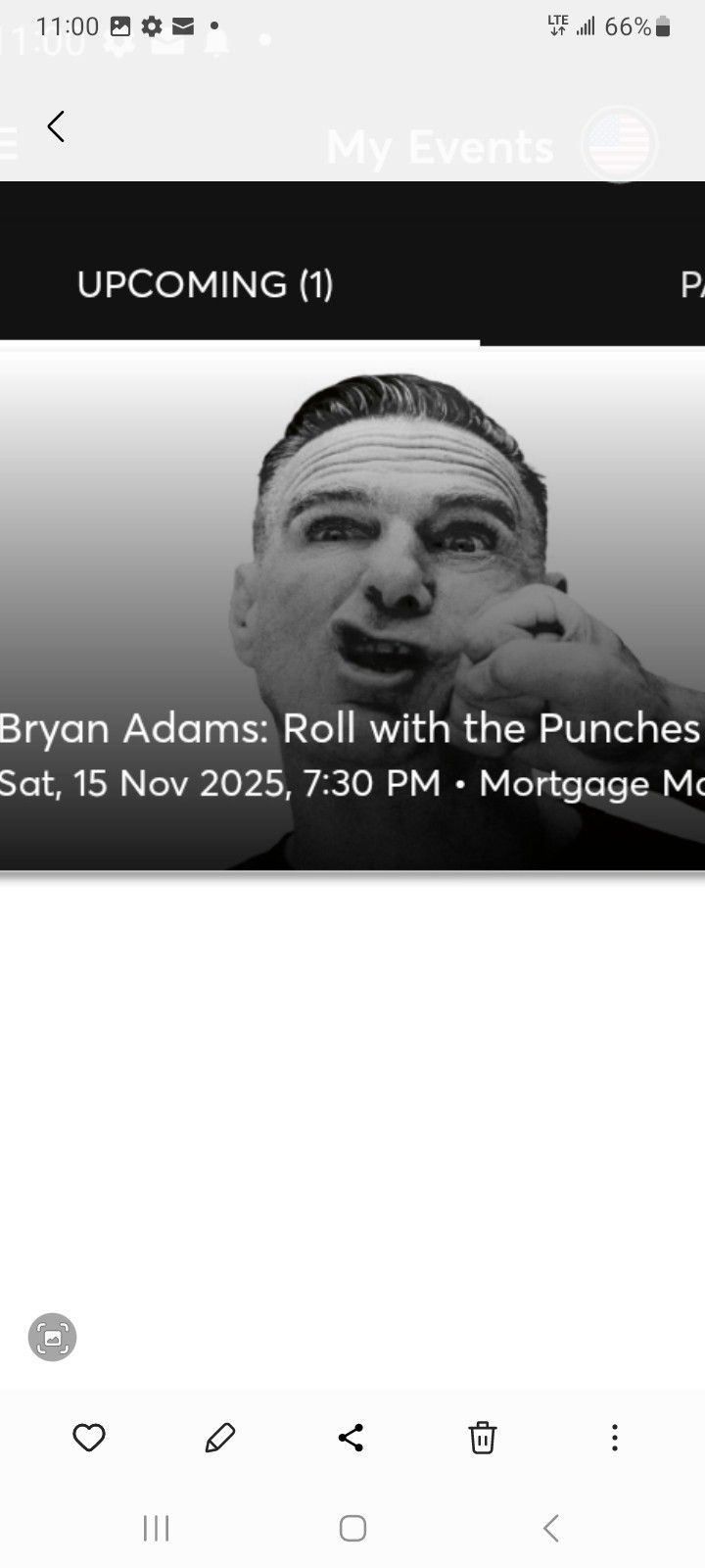 BRYAN ADAMS TICKETS NOV 15TH 