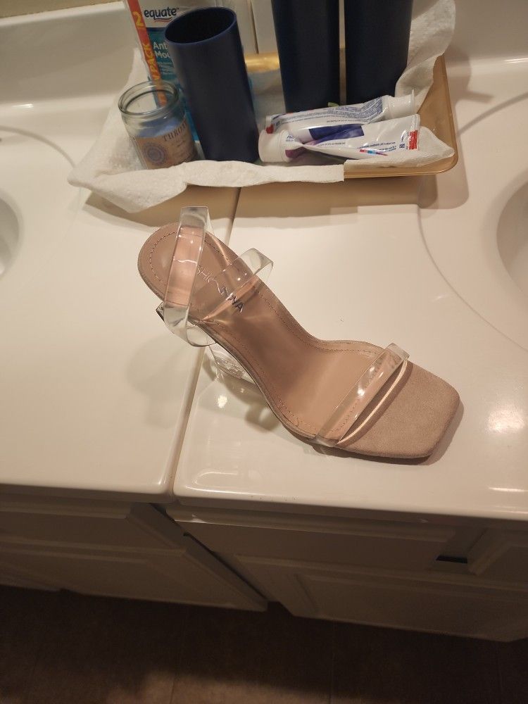 FashionNova , High Heels, Beige & Clear, Woman 8