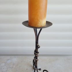 Warm, Romantic, Rustic Iron Pillar Candle Holder