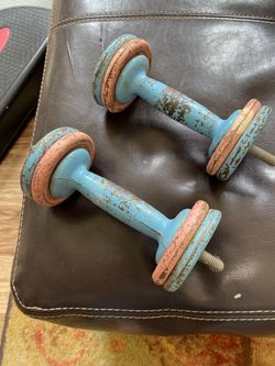 Vintage 1940’s Hollywood Barbell Dumbbells – Retro Cast Iron Pair Home Gym Work out