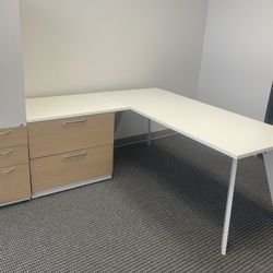 Desk With File Cabinet 