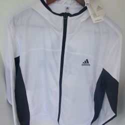 ADIDAS Women's Aeroready White and Black Windbreaker Running Jacket Size M NWT

