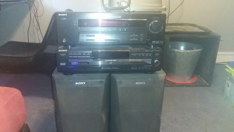 Sony Digital Cinema Sound Receiver & 5CD Changer with 2 Bass Reflex Speakers. $100 OBO