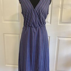 Bobeau Blue and Red Patterned Dress