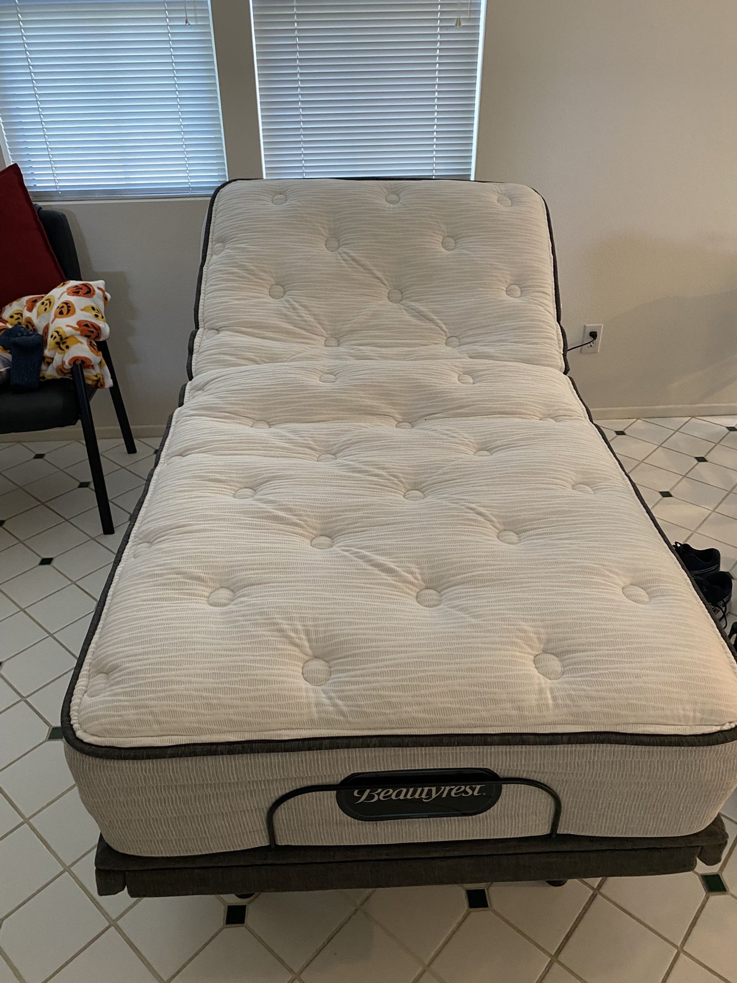 Adjustable Twin Bed Frame With Mattress. Like New!!