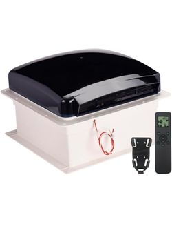 Build-in Rain Shield RV Roof Fan Vent Trailer Camper 10 speed 12V 14'' Reversible Remote Open with Tail
