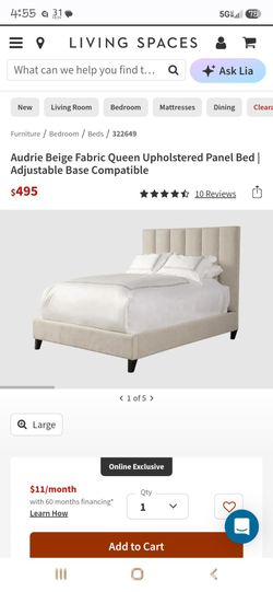 Fabric Queen Upholstered Panel Bed  Adjustable Base