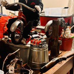 BILLY PUPPET from SAW FILMS "Trick Or Treat Studios" Doll On CHILDS TRICYCLE prop